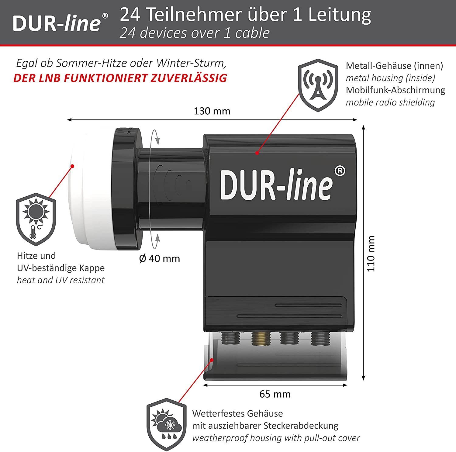 DUR-line DUR-line UK 124-3L dCSS - Unicable LNB - Einkabelsystem für 27 Teilneh Universal-Quad-LNB