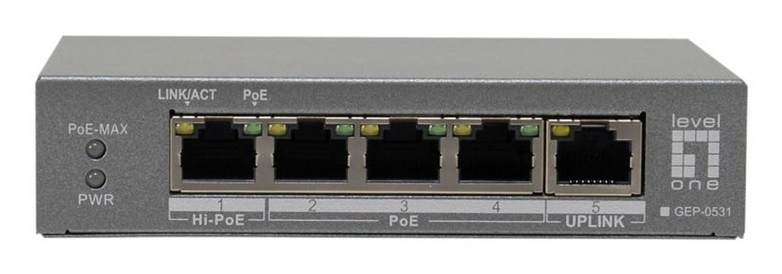Levelone GEP-0531, Unmanaged, L2, Gigabit Ethernet (10/100/1000), Power over... Netzwerk-Switch