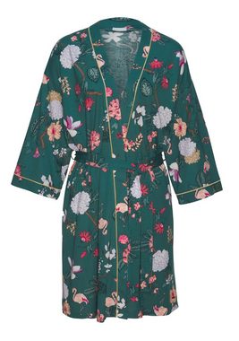 LASCANA Kimono, Midilänge, Baumwoll-Mix, Kimono-Kragen, Gürtel, mit elegantem Blumenmuster