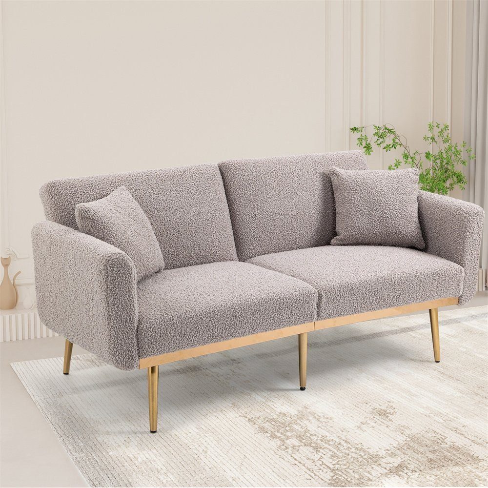 DOTMALL Schlafsofa Samt-Lounge-Sofa,umwandelbares Klappbett mit Metallfüßen grau