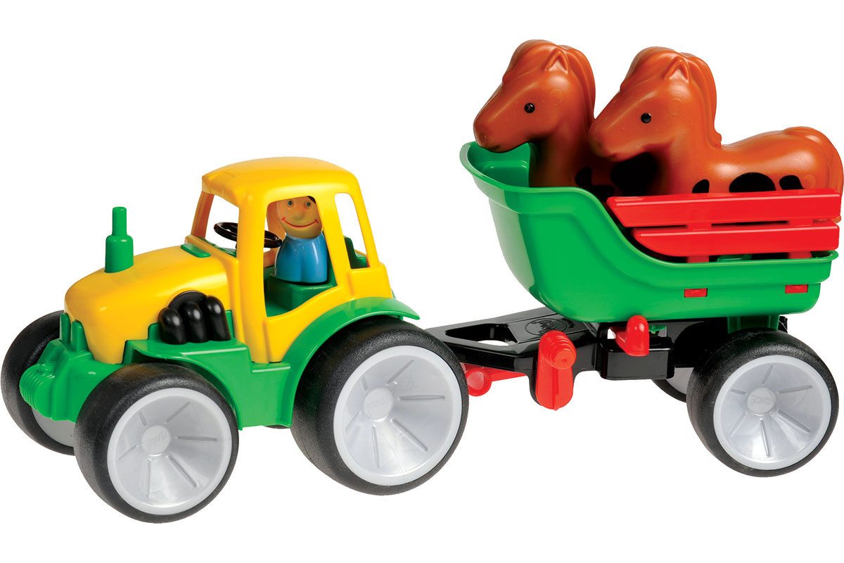 GOWI Spielzeug-Traktor Traktor, (4-tlg), mit Pferdeanhänger günstig online kaufen