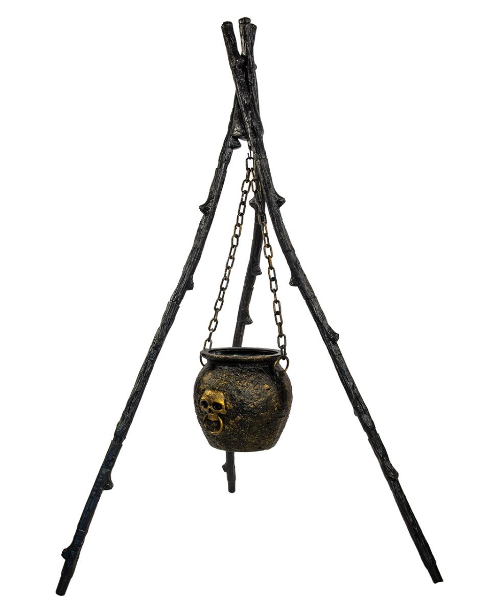 Horror-Shop Dekoobjekt Dreibein mit Hexenkessel, Licht & Sound 130cm