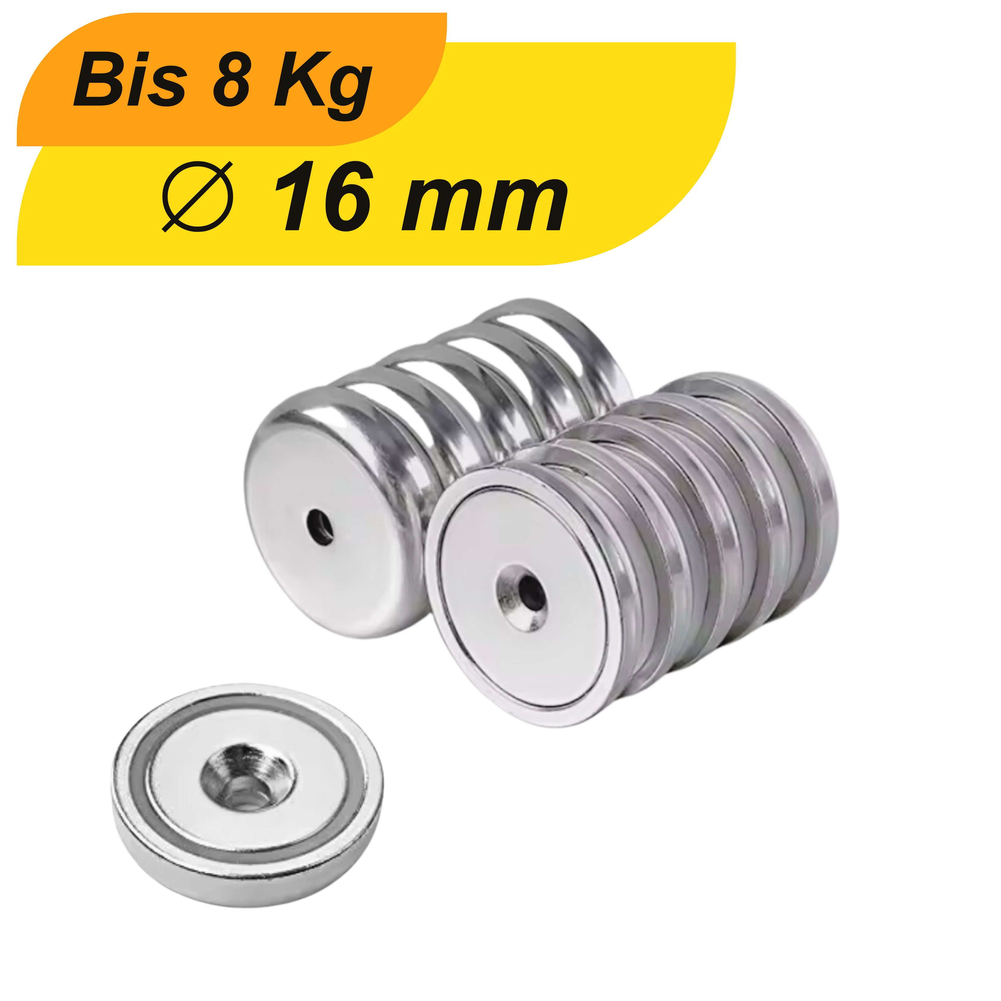 Magnet Pot magnet countersunk Ø 16holds approx. 8 Kgthread M3Coating: NiCuNi