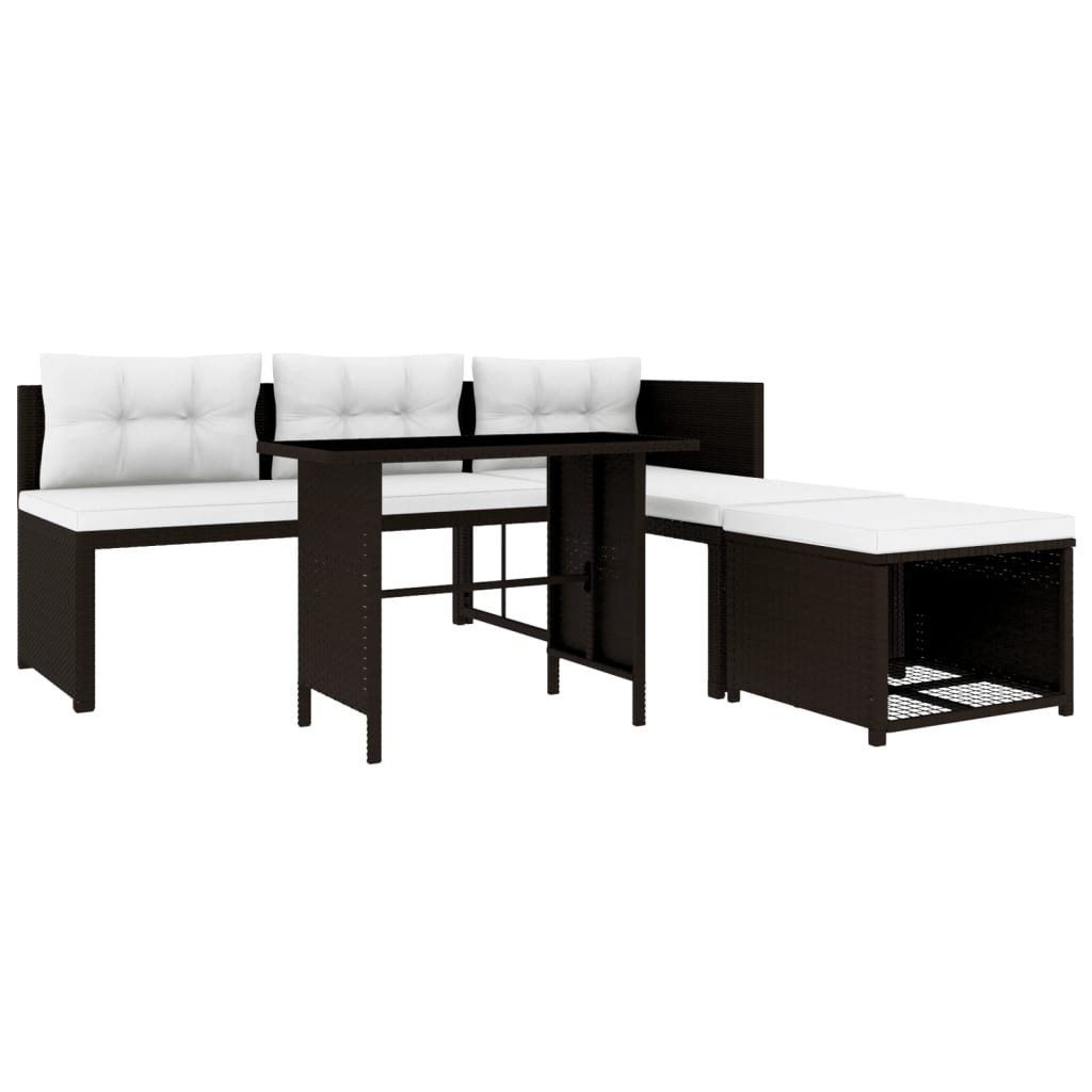 vidaXL Gartenlounge-Set 4-tlg. Garten-Lounge-Set Poly Rattan Braun, (4-tlg)