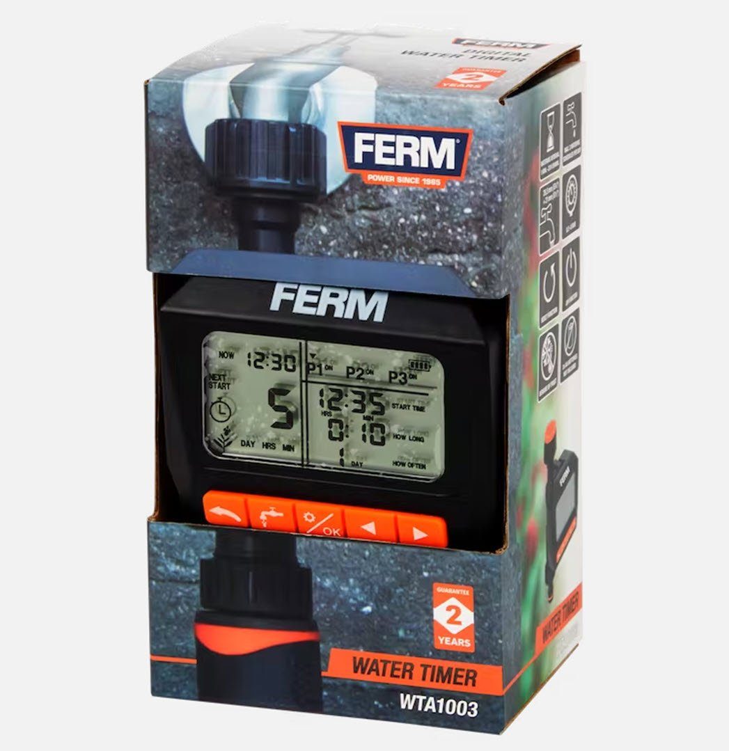 Ferrestock Digitaler Bewässerungsprogrammierer FSKPRO003 – Steuert Frequenz & Dauer, Mit 3/4" Gewinde, Manueller Modus, Regenverzögerung