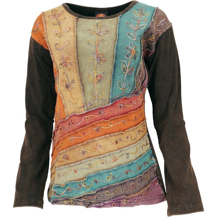 Guru-Shop Longsleeve Goa Langarmshirt Stonewash - Modell 6 alternative Bekleidung