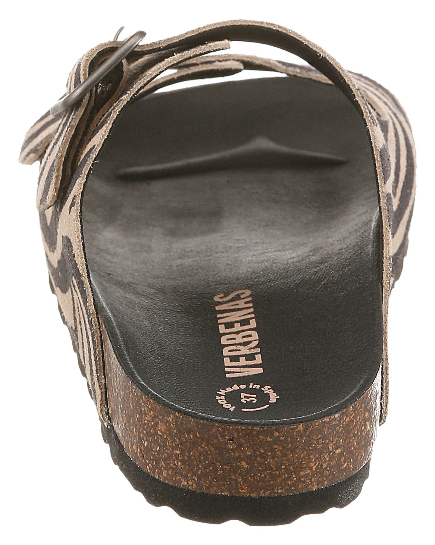 VERBENAS RANDEL ZEBRA Pantolette Sommerschuh, Hausschuh, Urlaubsschuh mit zwei verstellbaren Schnallen