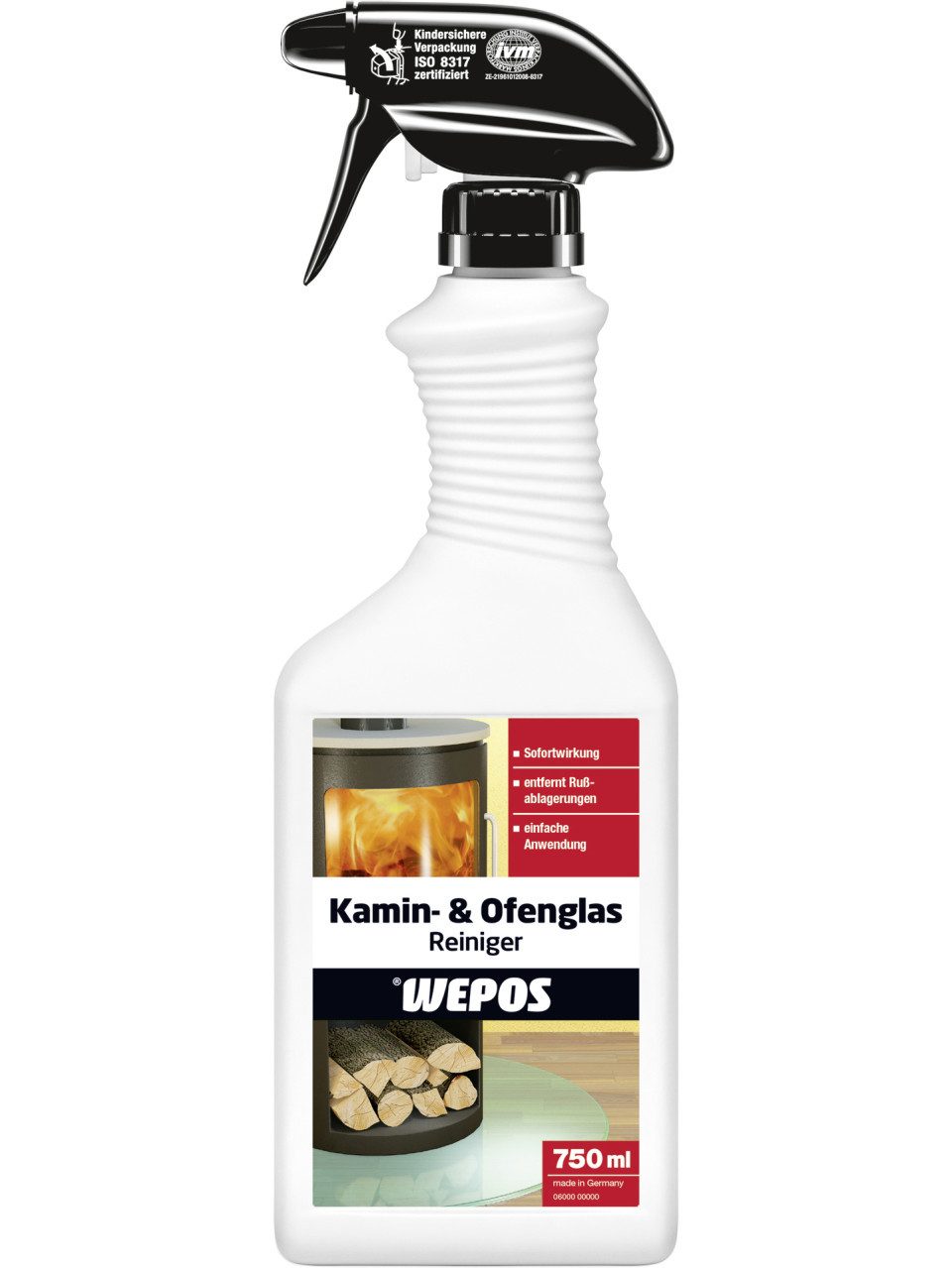 WEPOS CHEMIE GMBH Wepos Kamin- und Ofenglasreiniger 750 ml Universalreiniger