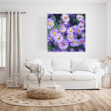 Primedeco Glasbild Wandbild Quadratisch Blüten in Lila mit Aufhängung, Blumen