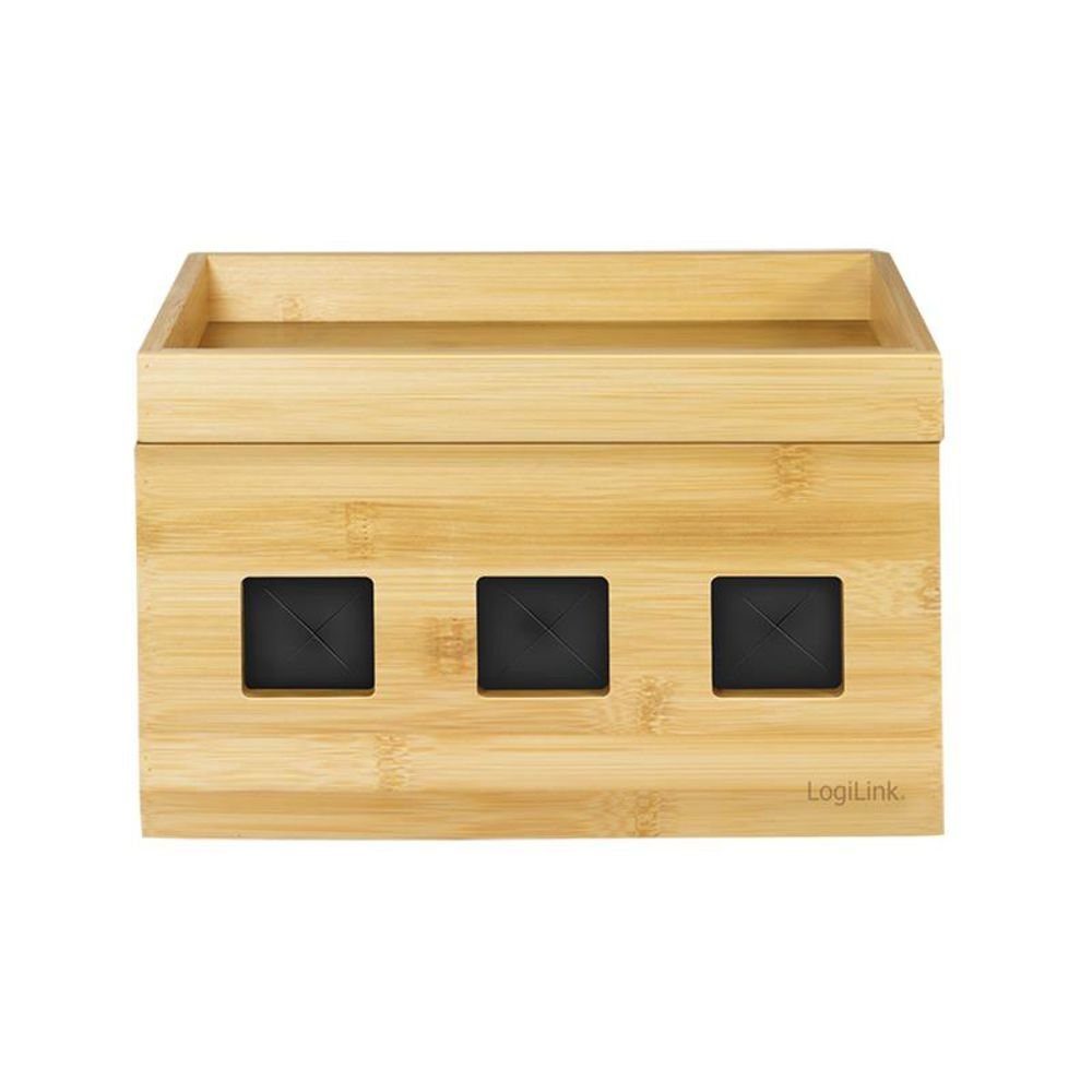 LogiLink Kabelbox KAB0076, 255 165 140 x und Kabelordnung, Bambus, x für aus Holzbox, mm, Kabel Steckdosenleisten Kabelmanagement