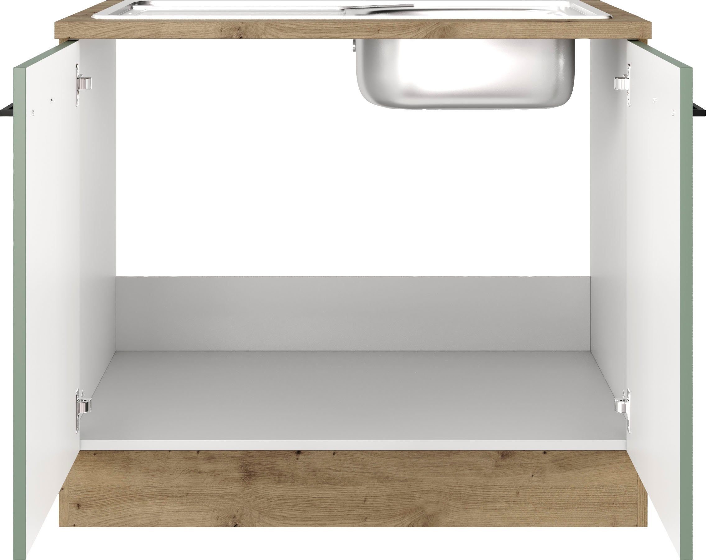 Flex-Well Spülenschrank Cara (2-St) (B x H x T) 100 x 85 x 60 cm, inkl. Edelstahl-Einbauspüle