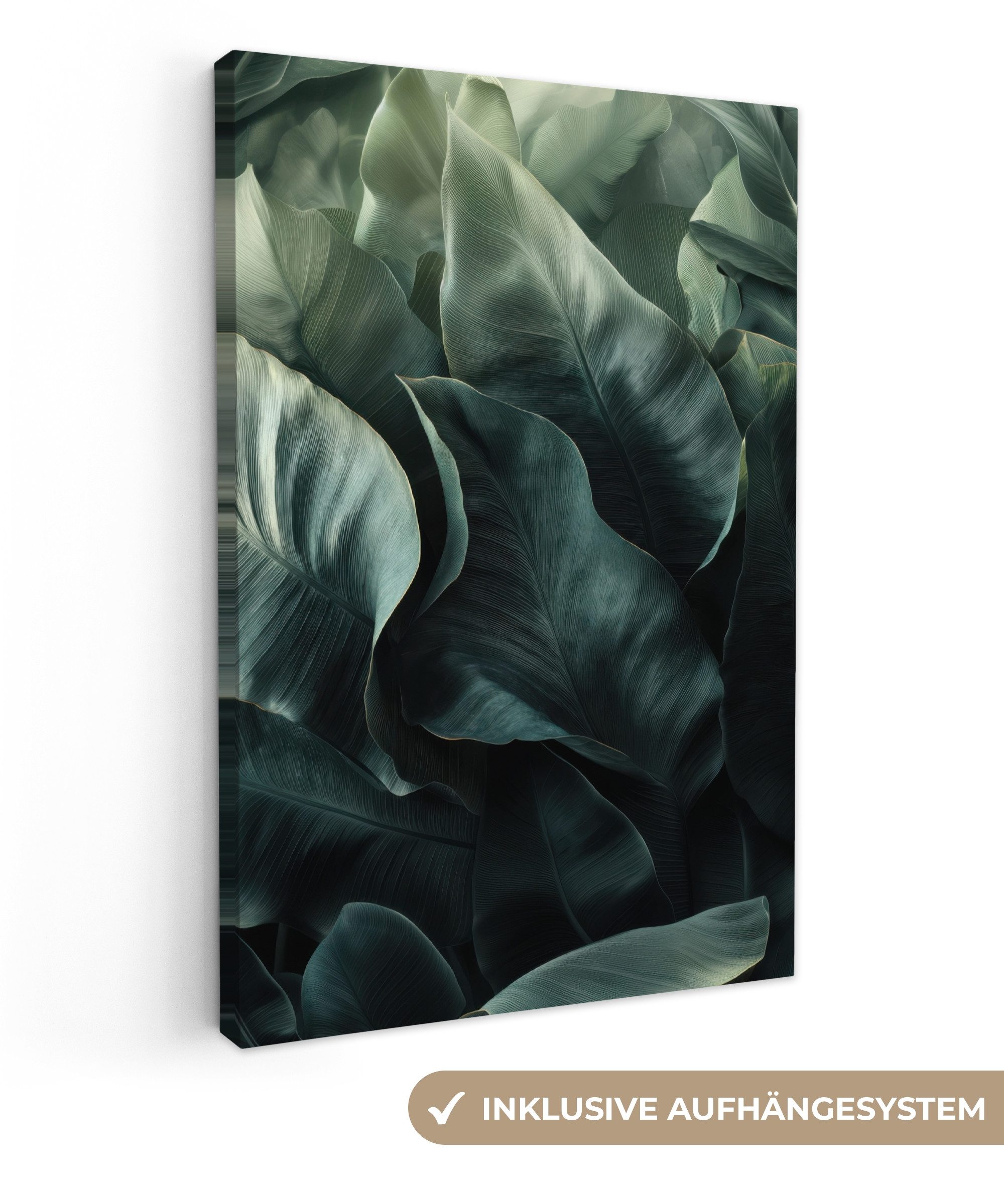 OneMillionCanvasses® Leinwandbild Grün - Blätter - günstig online kaufen