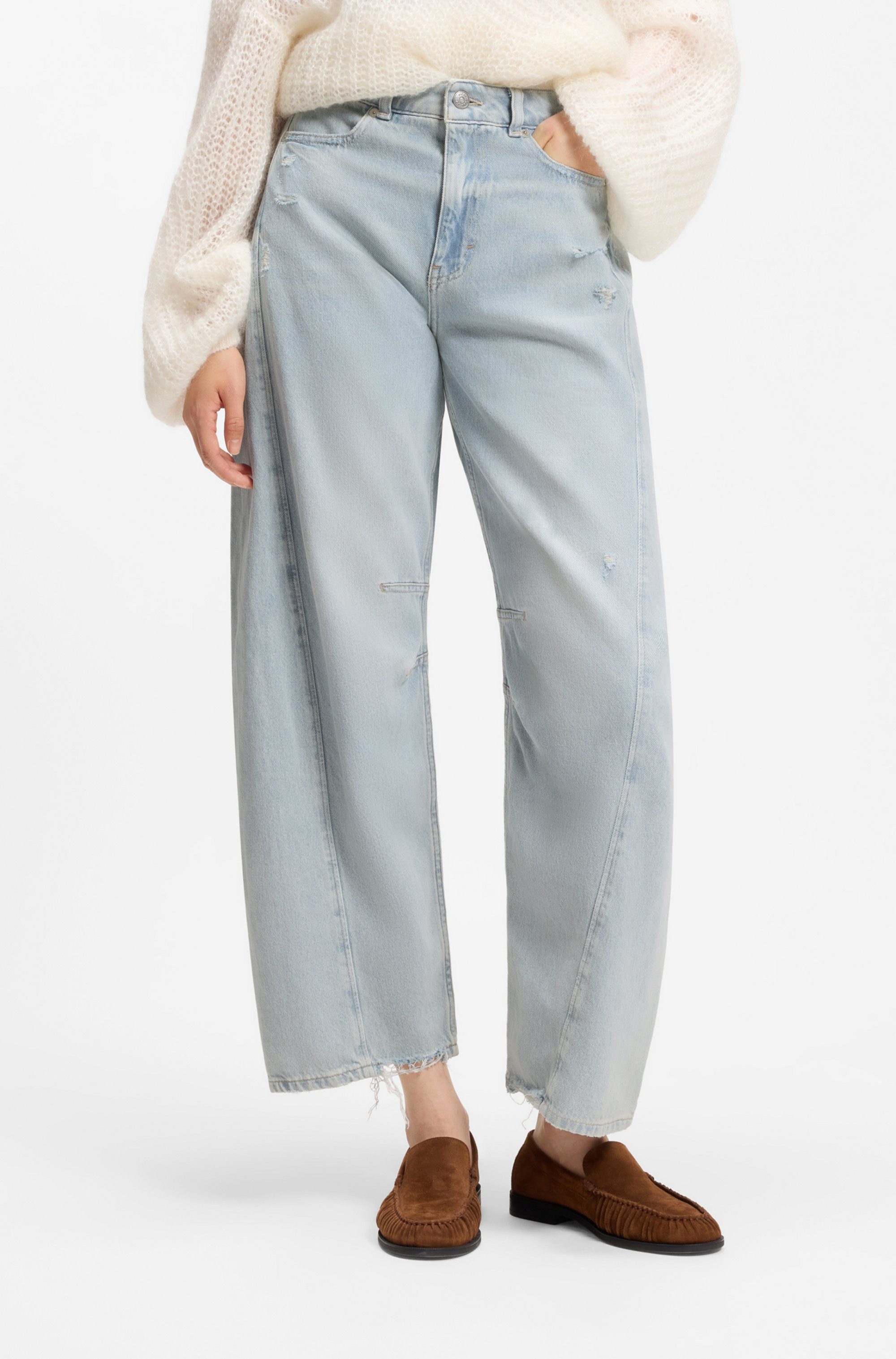 BOSS ORANGE High-waist-Jeans BALOON HR 1.0 Premium Damenmode mit Abnähern, Destroyed-Effekte