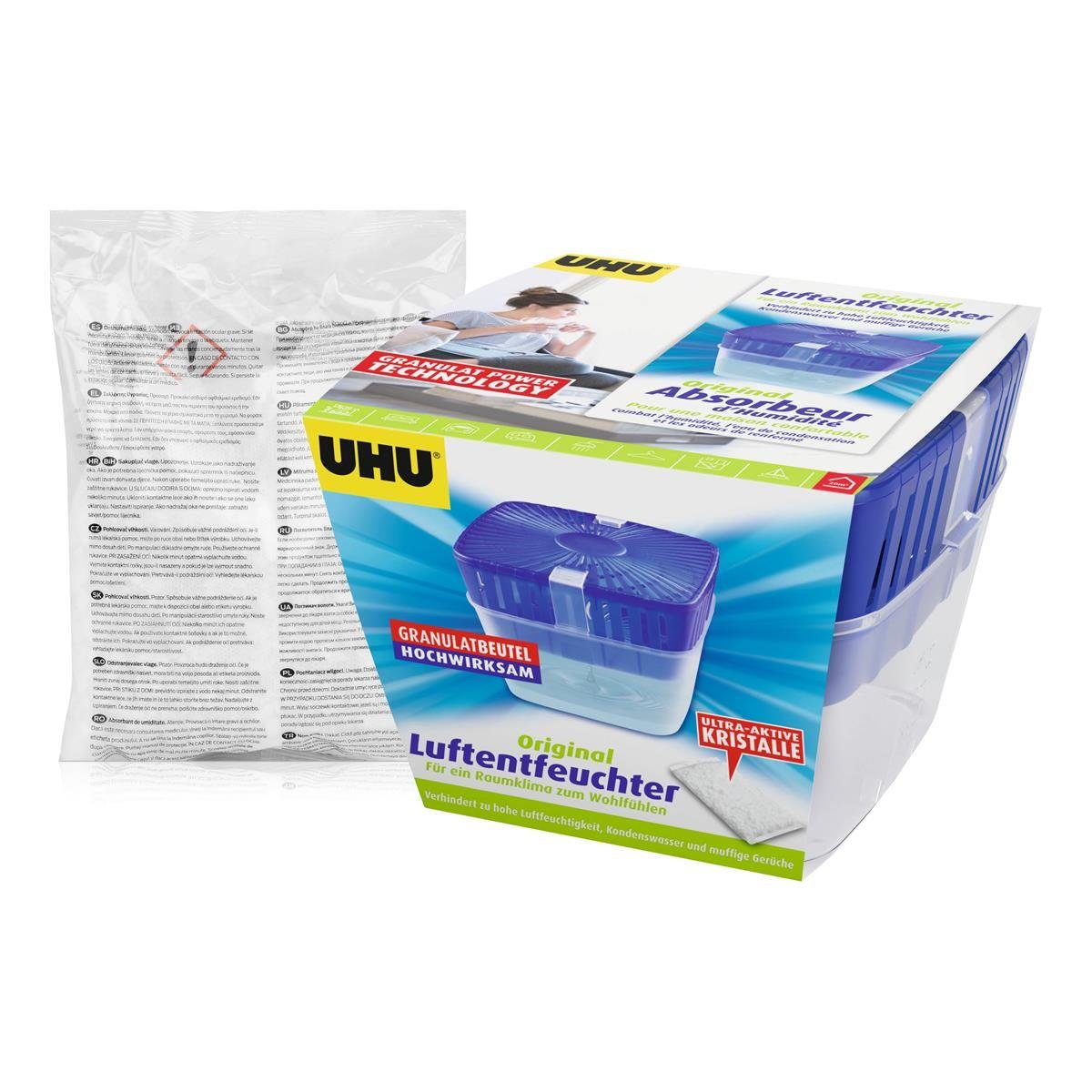 Luftentfeuchter 1x Uhu Air Max Luftentfeuchter Original 450g + 1x Nachfüllbeutel 450g