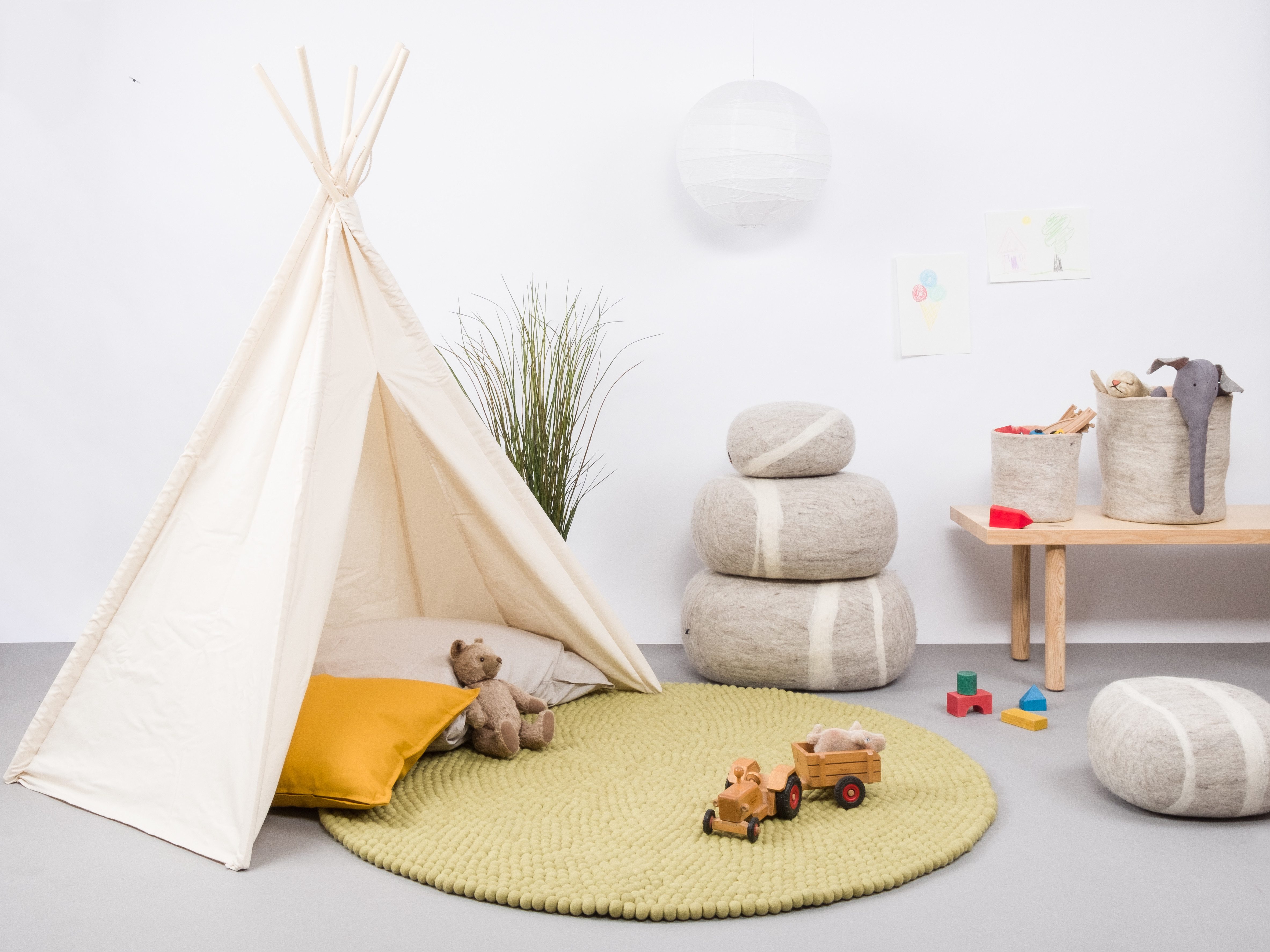 myfelt Wollteppich Pitt Filzkugelteppich rund, 100% reine Schurwolle, in verschiedenen Größen erhältlich