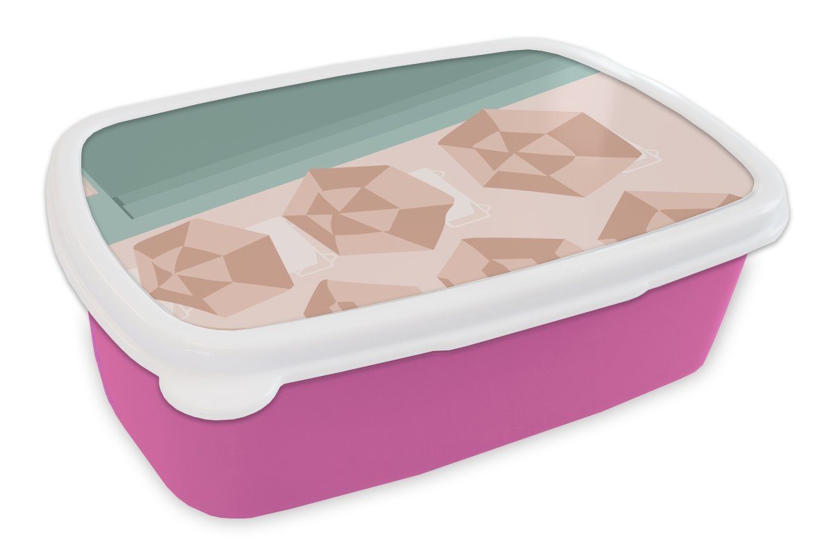 Sonnenschirme - - - Kinder, Kunststoff, Mädchen, Kunststoff rosa Lunchbox Snackbox, Meer, Erwachsene, (2-tlg), Brotdose MuchoWow für Strand Brotbox Sommer