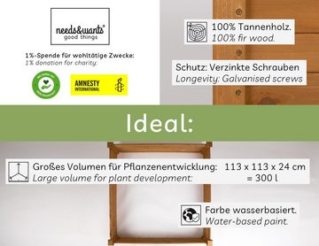 needs&wants® Hochbeet Umrandung aus Holz für Garten Terrasse groß, Pflanzbeet Bausatz XL, quadratisch, Blumenbeet Kräuterbeet Beetumrandung Beeteinfassung