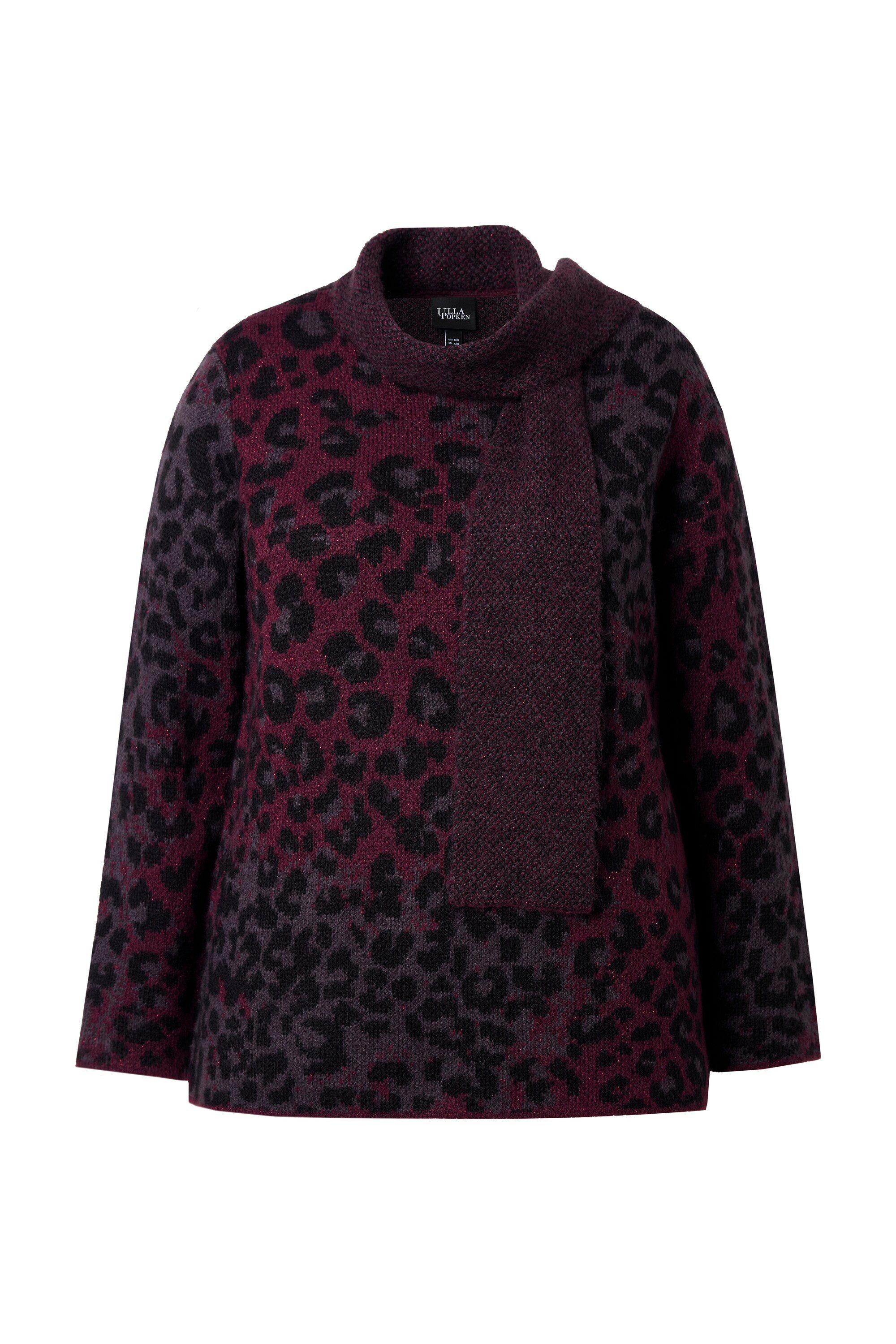 Ulla Popken Strickpullover Pullover Leomuster Schalkragen Langarm günstig online kaufen