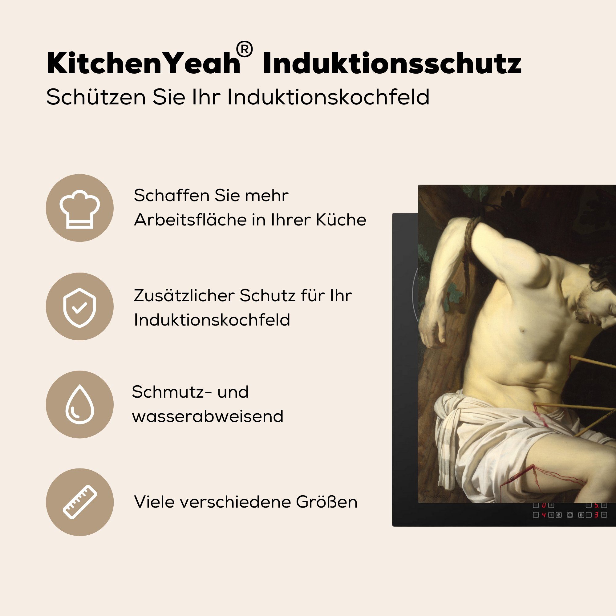 für 78x78 Heilige tlg), Honthorst, MuchoWow Gerrit van Der Herdblende-/Abdeckplatte Vinyl, Arbeitsplatte Ceranfeldabdeckung, - küche Sebastian (1 cm,