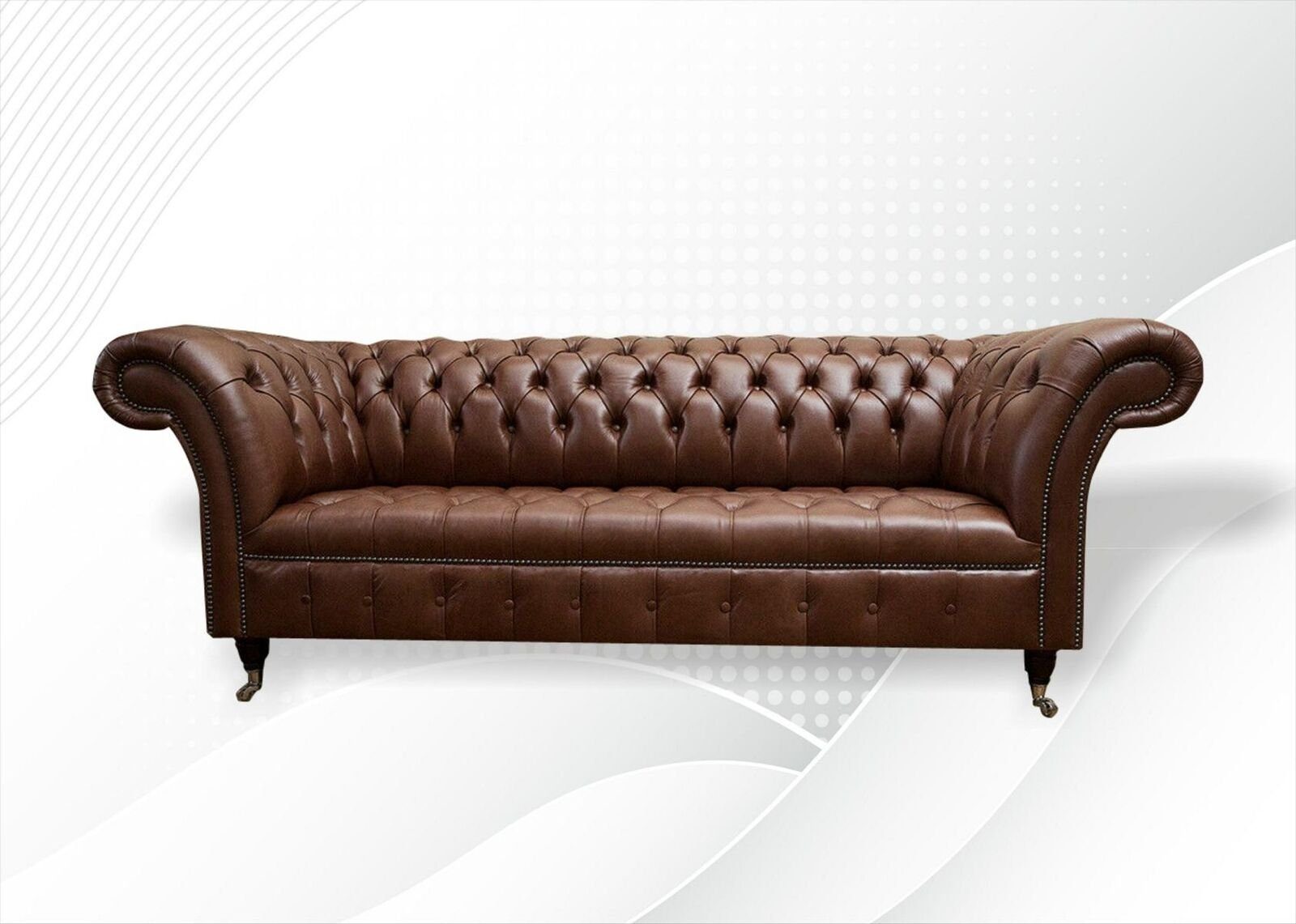 JVmoebel Chesterfield-Sofa Chesterfield Sofas Klassische Leder 3 Sitzer Braun 100% Leder Sofort, 1 Teile, Made in Europa