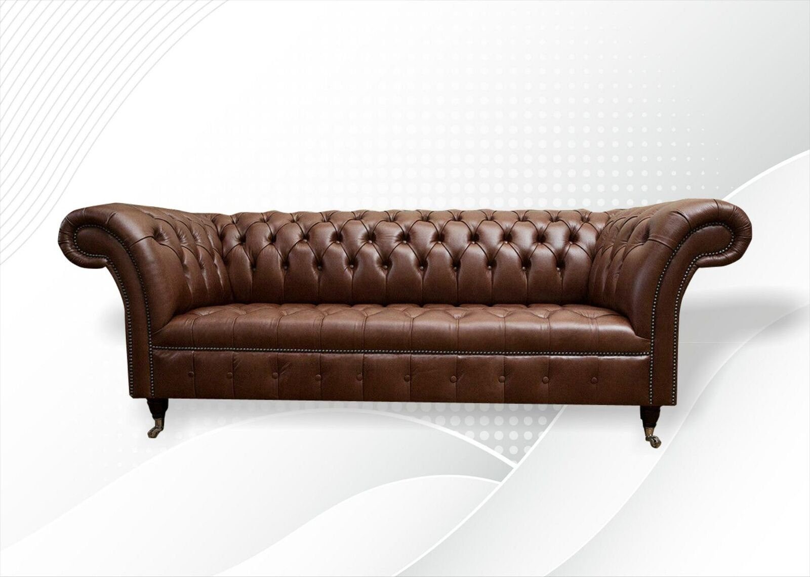 JVmoebel Chesterfield-Sofa Chesterfield Sofas Klassische Leder 3 Sitzer Braun 100% Leder Sofort, 1 Teile, Made in Europa