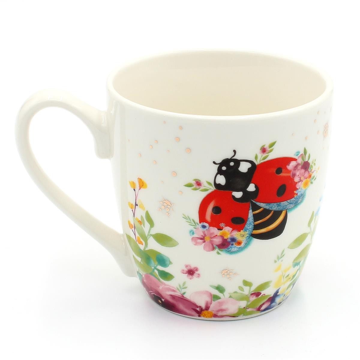 Dekohelden24 Tasse 2er Set Kaffeebecher Kaffeetasse aus Porzellan - Motiv: Biene und, 2-tlg., Porzellan – Bild 4 von 5
