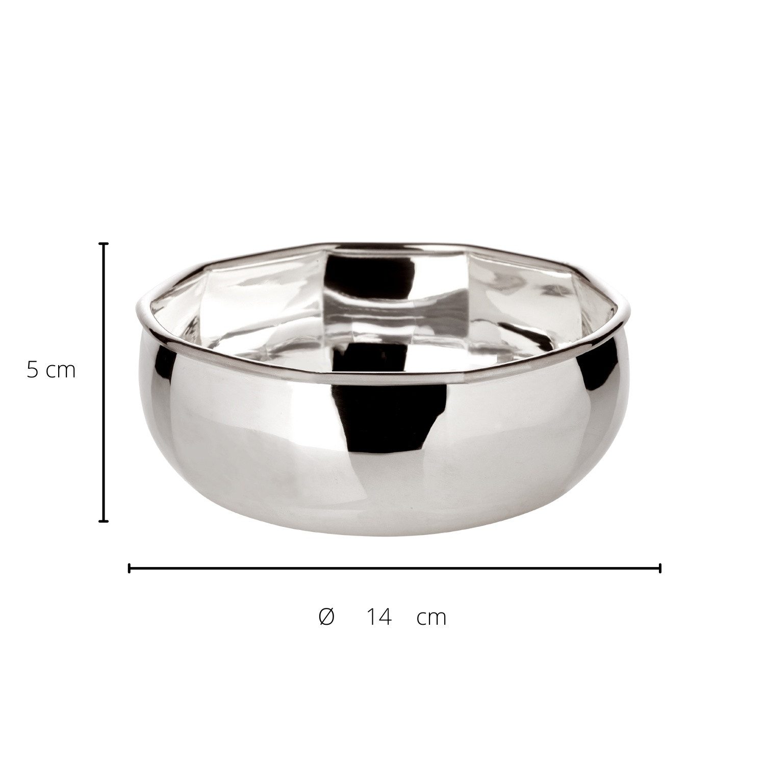 EDZARD Servierschale Ten, Messing, Schale, 10-eckig, schwerversilbert, Ø 14 cm