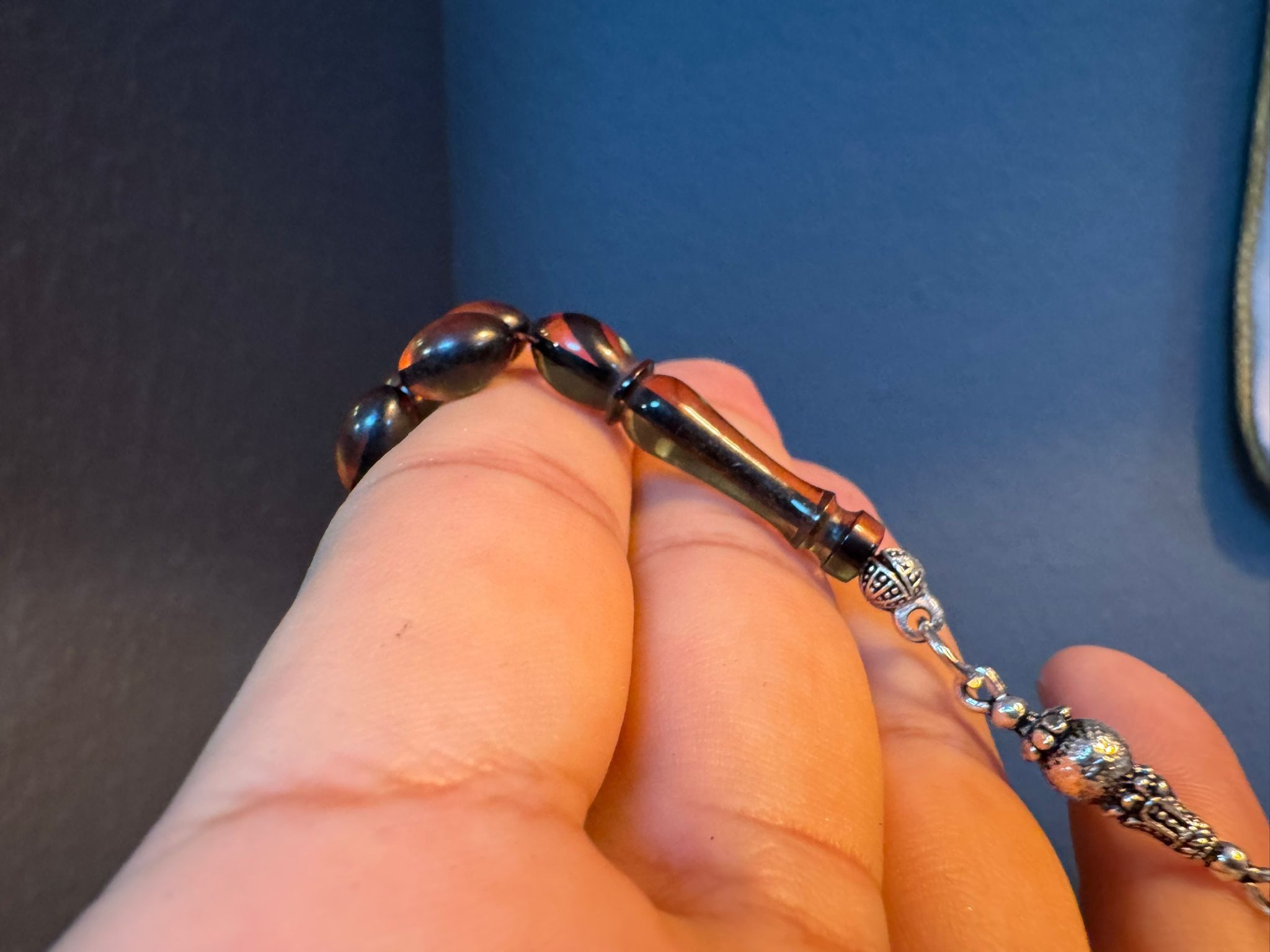 TesbihBid Kettenanhänger Osmanli grüne-schwarze gestreifte Gebetskette (Männergeschenk Vatertag, 33-tlg., Bakalite Subha Ates, Amber Prayerbeads Rosary Faturan), Gebetskette Tesbih Misbaha Tasbeeh