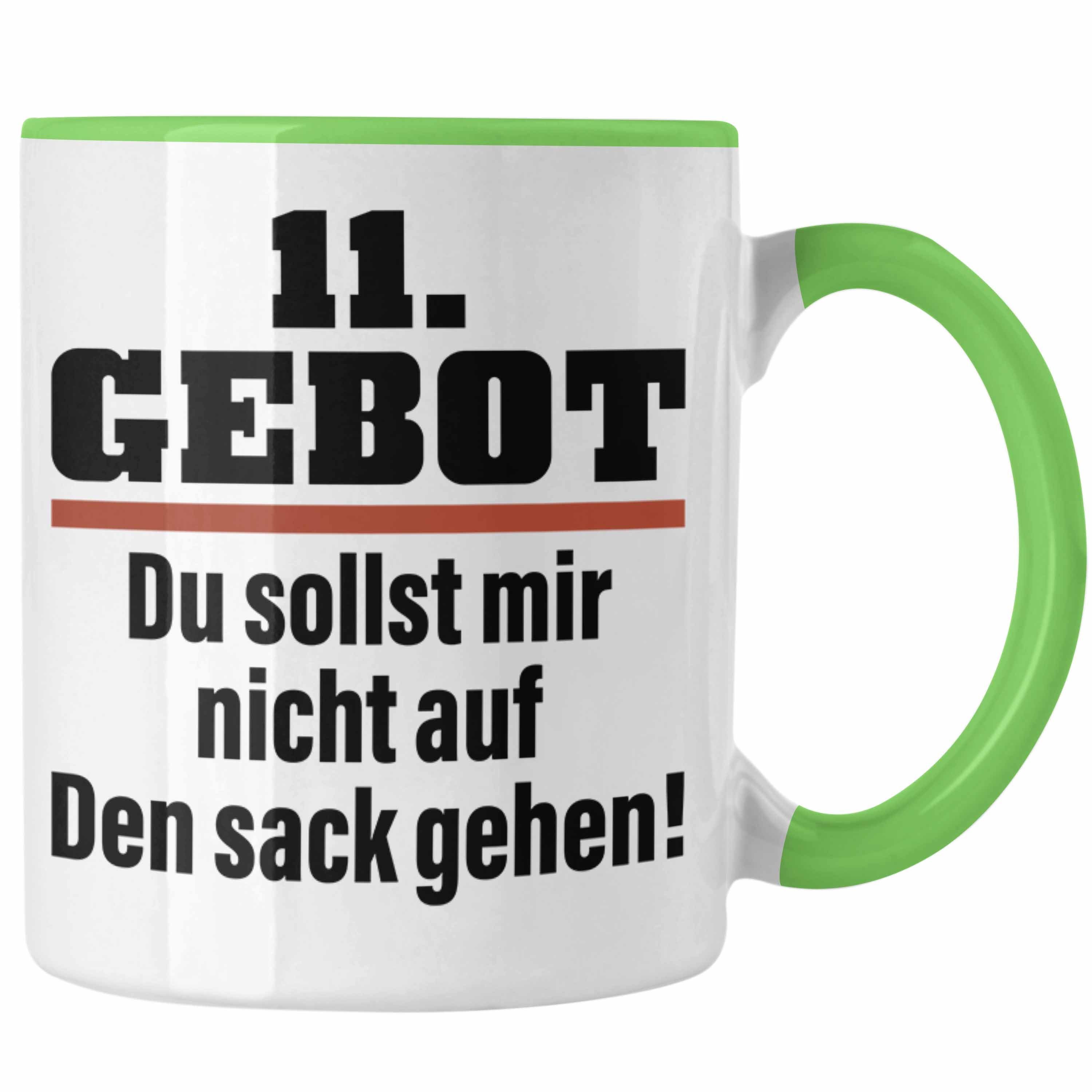 Trendation Tasse 11. Gebot Den Sollst - Arbe Nicht Tasse Geschenk Auf Grün Mir Sack Du Gehen