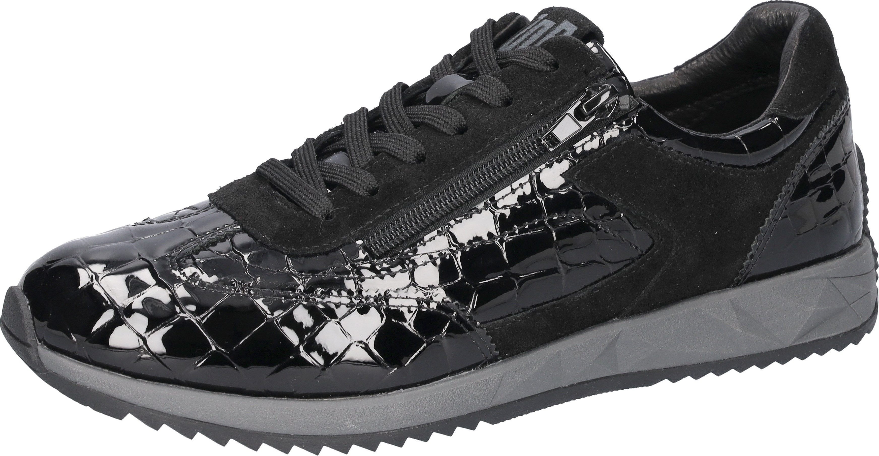 Waldläufer H-Janett Schnürschuh Sneaker in Kroko-Optik, Bequemschuh in H-Weite