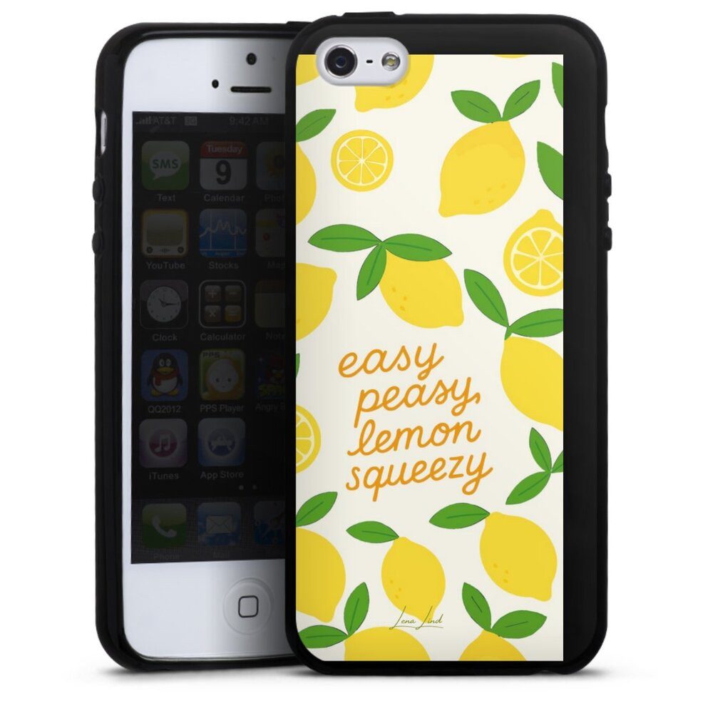 DeinDesign Handyhülle Zitrone Spruch Statement Easy Peasy Lemon Queezy, Apple iPhone 5 Silikon Hülle Bumper Case Handy Schutzhülle