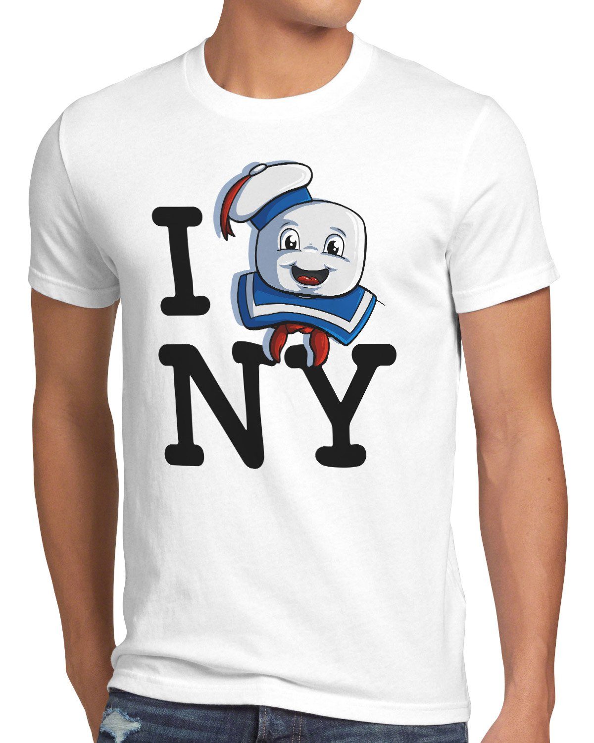 style3 Print-Shirt Herren T-Shirt Love Marshmallow new yorkt geisterjäger gespenst weiß