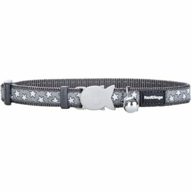 Red Dingo Katzen-Halsband “Halsband für Katzen – Sterne Weiß auf Grau”, Nylon
