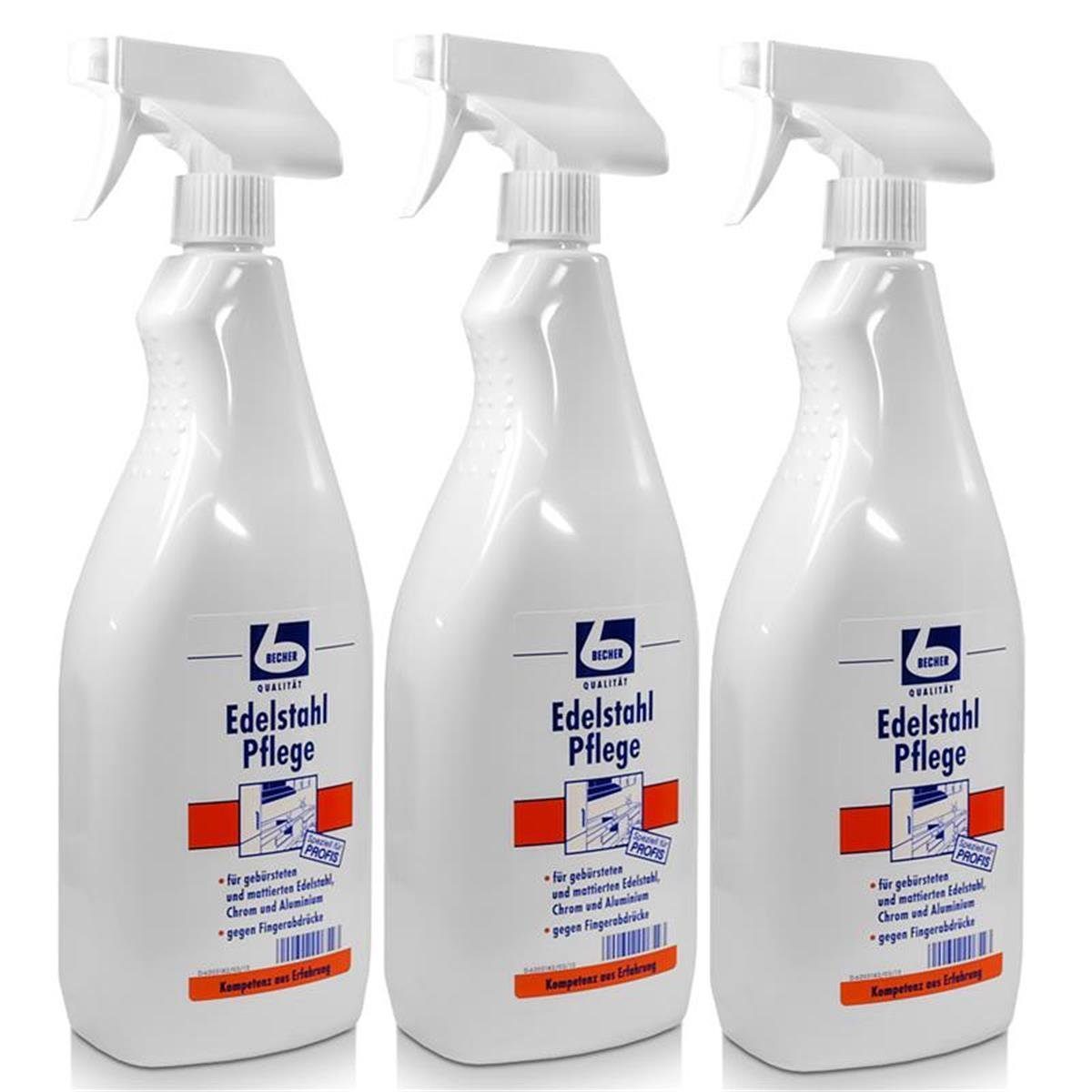 Dr. Becher 3x Dr. Becher Edelstahlpflege 1 Liter Spezialwaschmittel