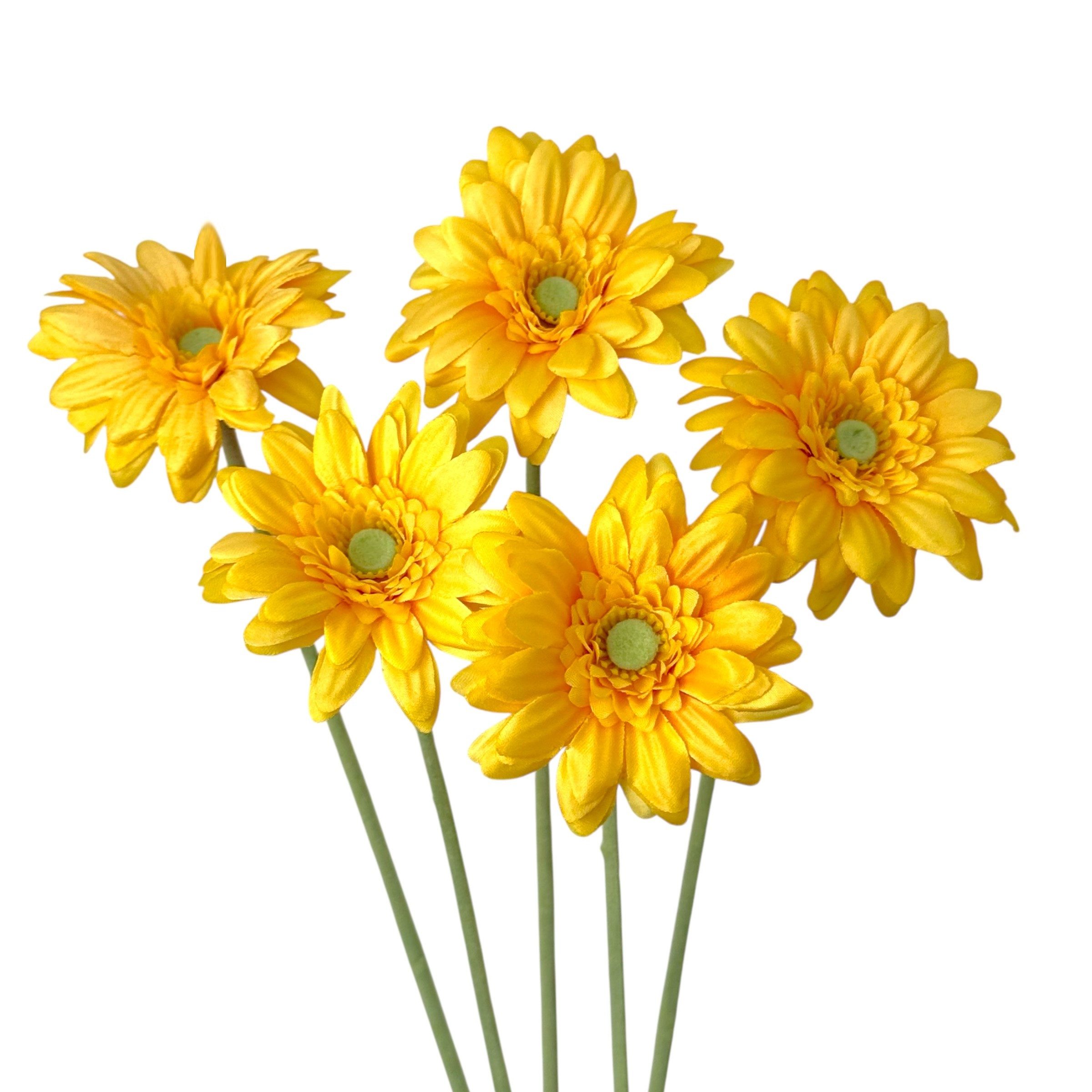 Kunstblume Künstliche Gerbera 5er Set 47 cm – realistische Kunstblumen Gelb, naninoa GmbH, Höhe 47.00 cm