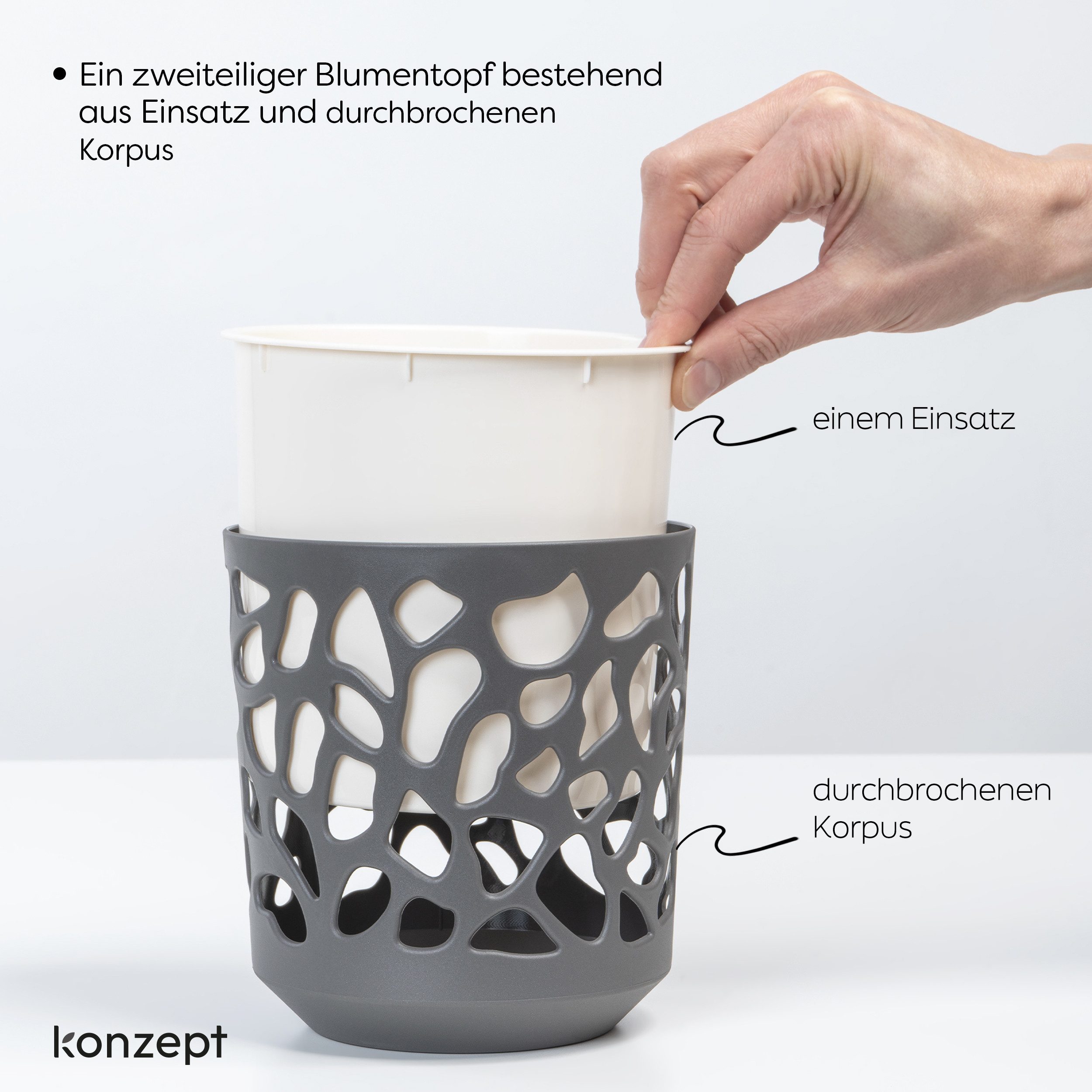 KONZEPT Blumentopf 3er Set Blumentopf klein, Übertopf Ø 14cm, Pflanzentopf günstig online kaufen