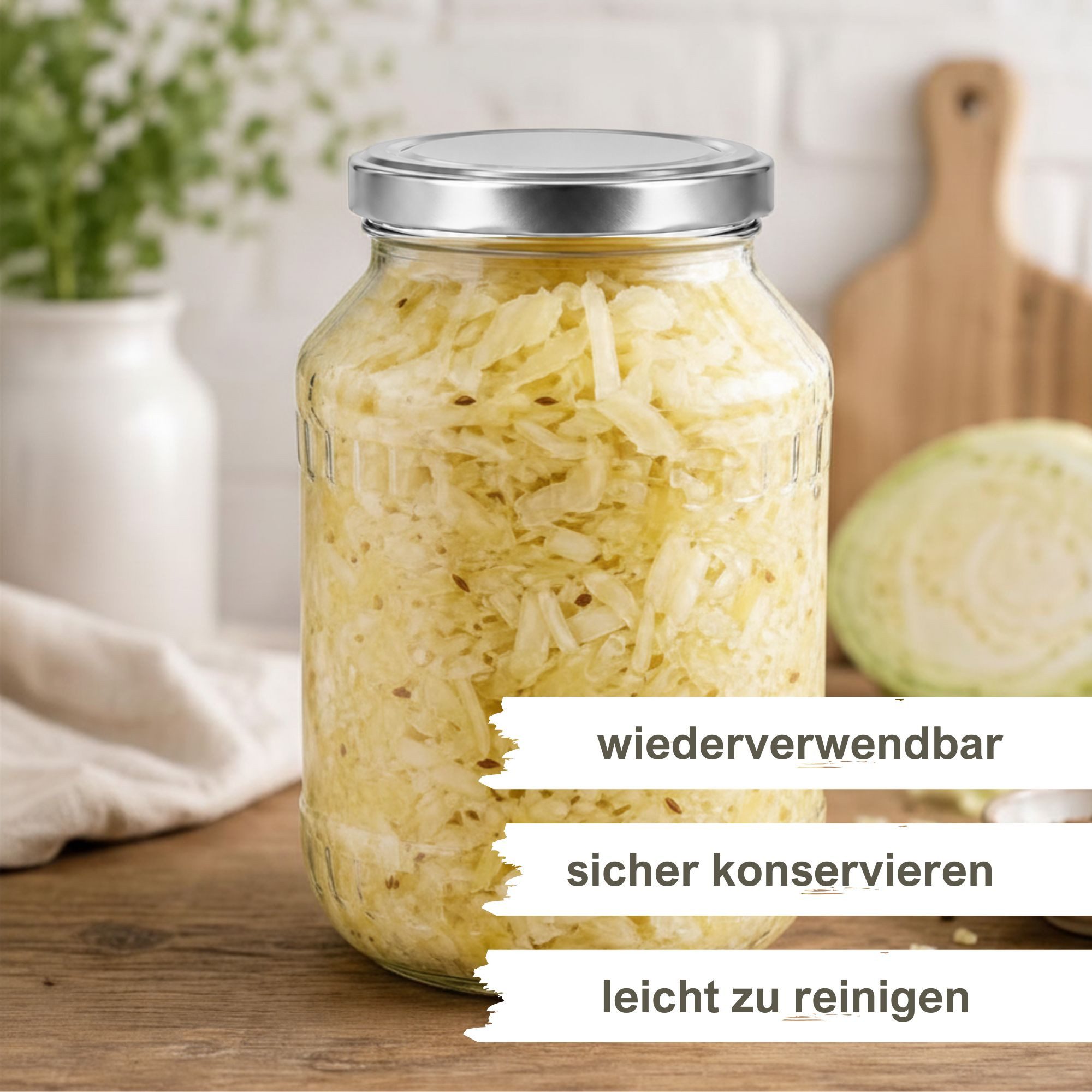 mikken Vorratsglas 6 große Einmachgläser 2650 ML, (Spar-Set, 6er Set Vorratsgläser), mit Twist-Off Deckel TO100 und 6 Etiketten zum Beschriften
