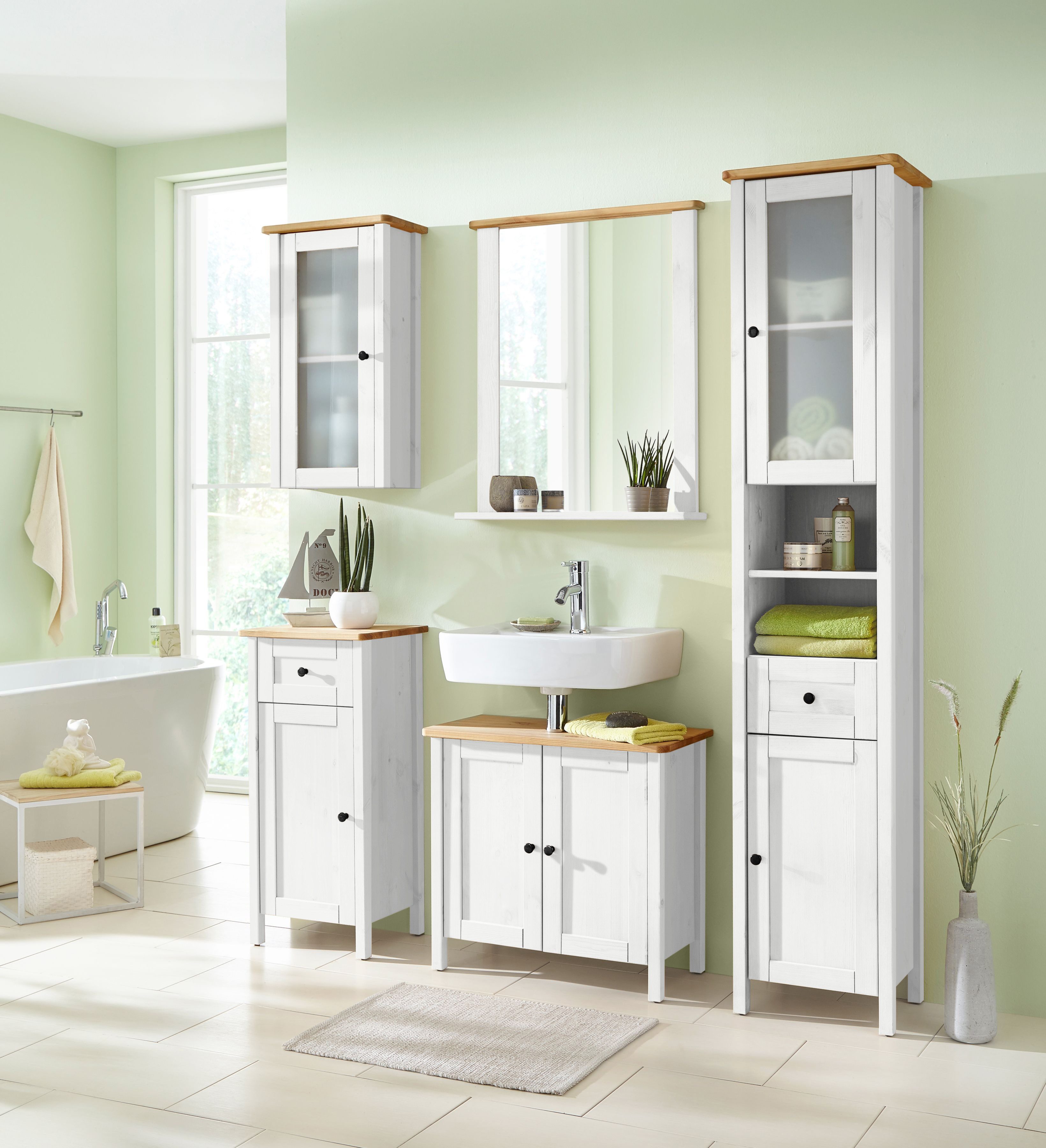 welltime Waschbeckenunterschrank Sylt Badmöbel im Landhaus-Stil, Breite 64 günstig online kaufen