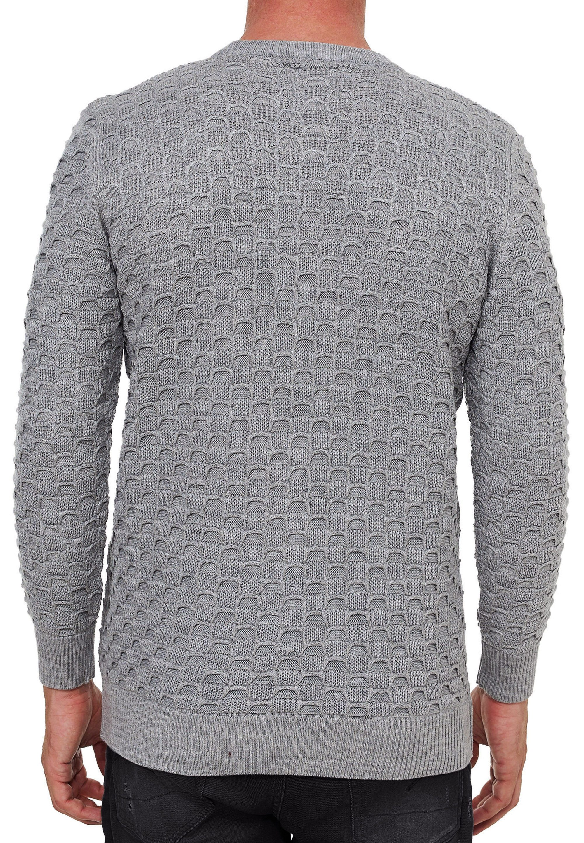 R-NEAL Rundhalspullover Herren Strick Pullover Einfarbig Langarm Rundhals Strickpullover