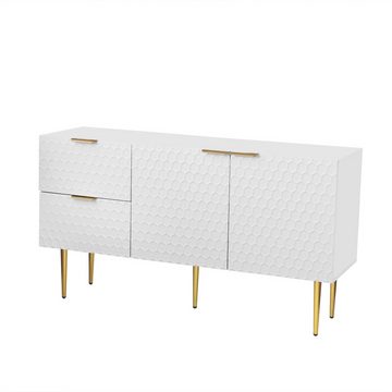 REDOM Sideboard Kommode (mit zwei Türen und zwei Schubladen), Lowboard mit besonderem Muster und Haptik, 135*40*75cm