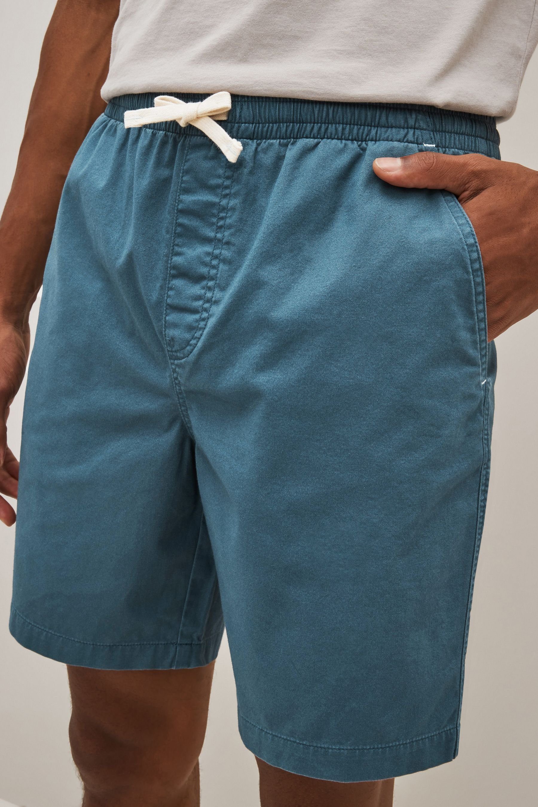 Stretch Kordelzugbund Shorts Blue mit Leichte Next Shorts (1-tlg) und
