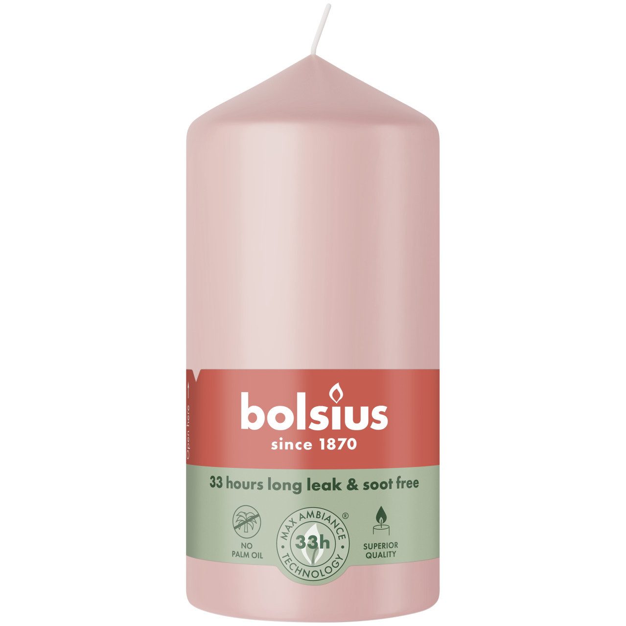 Bolsius Stumpenkerze Bolsius Stumpenkerze rosa 12 cm Ø 5,8 cm