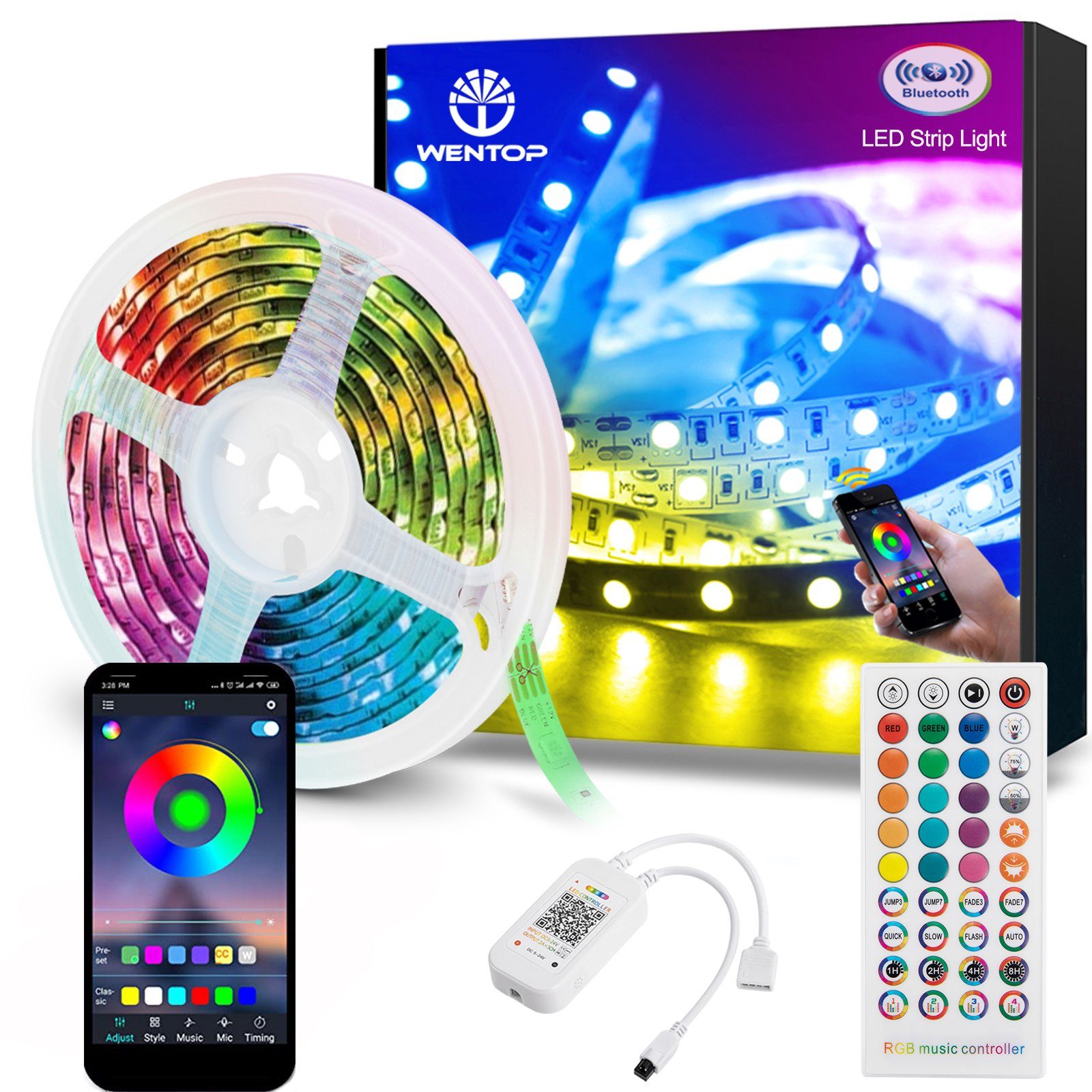 RGB Lichterkette dimmbar, Licht-Leiste Musikmodus, Band, Farbwechsel Streifen LED Strip LED Stripe mit Bluetooth 10M-30M RGB Daskoo