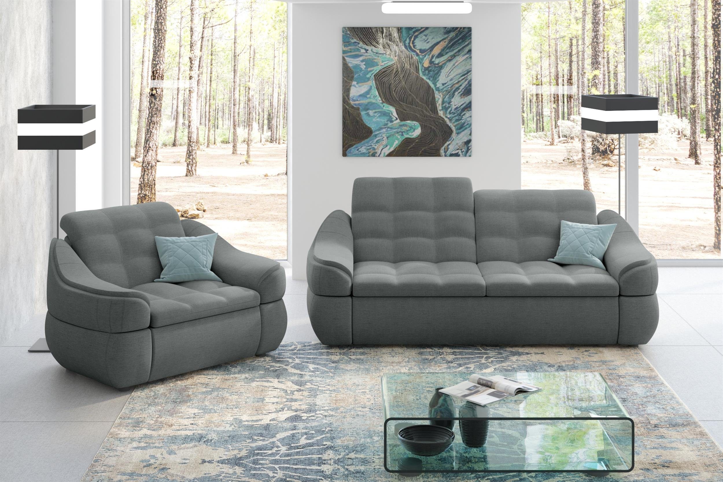 Sofa (Set Stylefy Sessel, Alisa, 2-Sitzer Polstergarnitur Europa und bestehend Modern made in (2-tlg), aus Design,