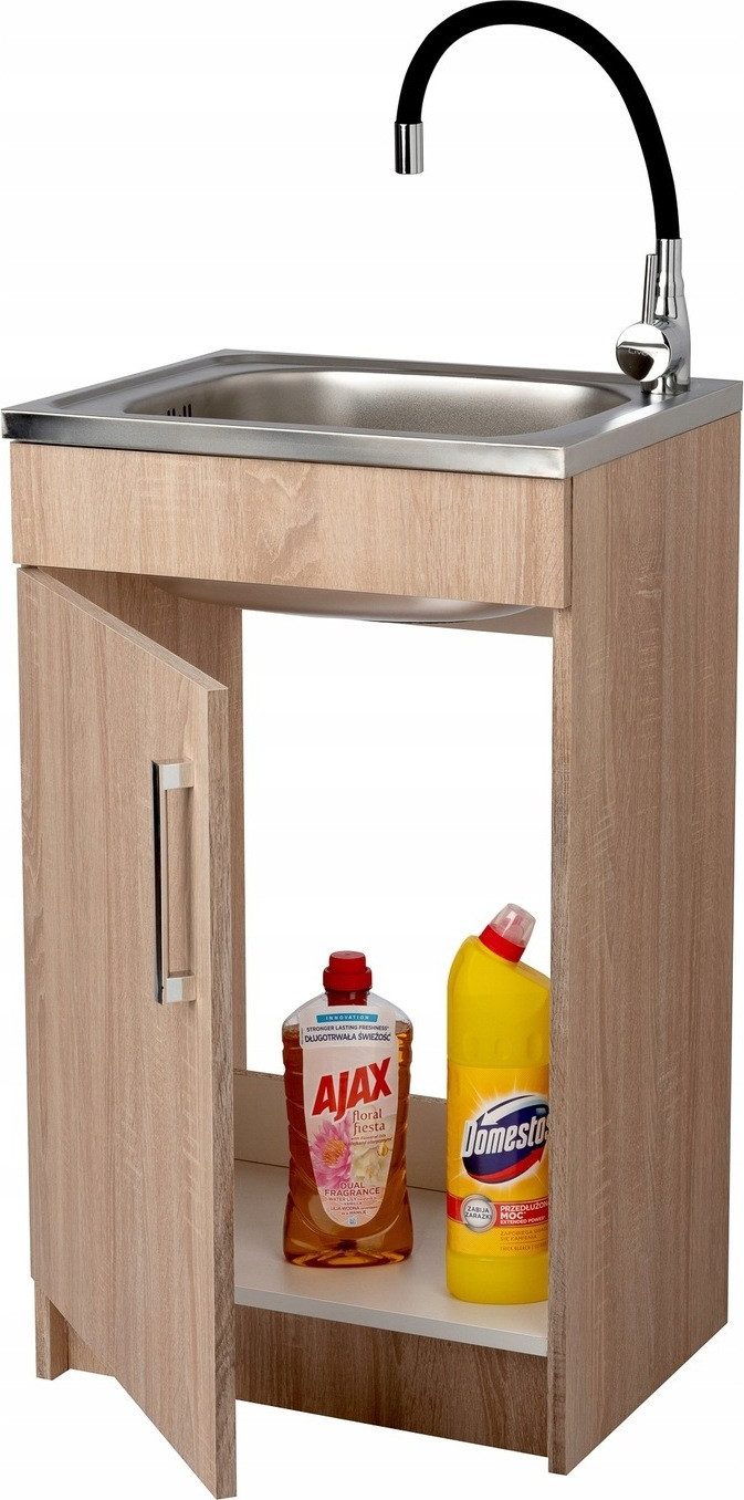 STAMAR Spülenschrank Küchenschrank 50cm Sonoma Spüle Edelstahl Armatur Schw günstig online kaufen