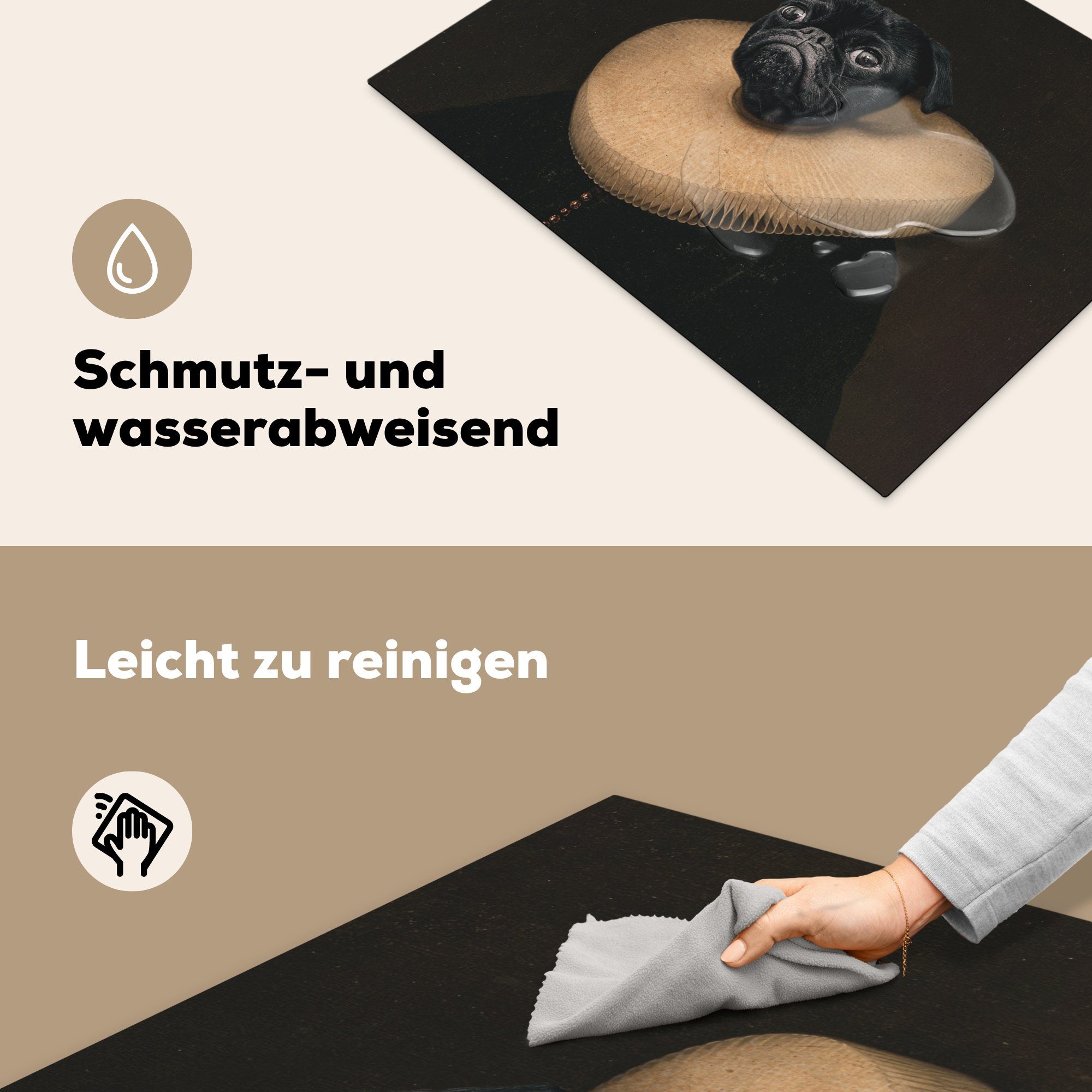 MuchoWow Herdblende-/Abdeckplatte Hund - Gemälde für die - Induktionskochfeld cm, Tierkopf, Schutz Ceranfeldabdeckung tlg), (1 küche, 71x52 Vinyl