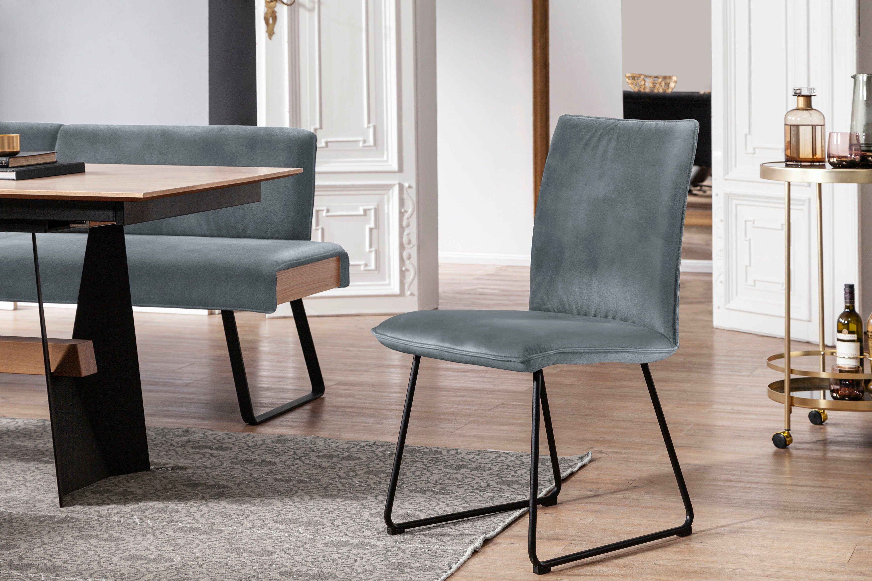 Deseo mit Metall & schwarz II, Kufenstuhl Rundrohrkufe Struktur K+W in Wohnen Komfort Stuhl