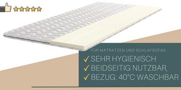 Topper Latex H2 Matratzentopper Matratzenauflage Matratzenschoner Unterbett, Möbel-Gerner, 5 cm hoch, sehr hygienisch, wendbar, abnehmbarer Bezug (40 °C waschbar)