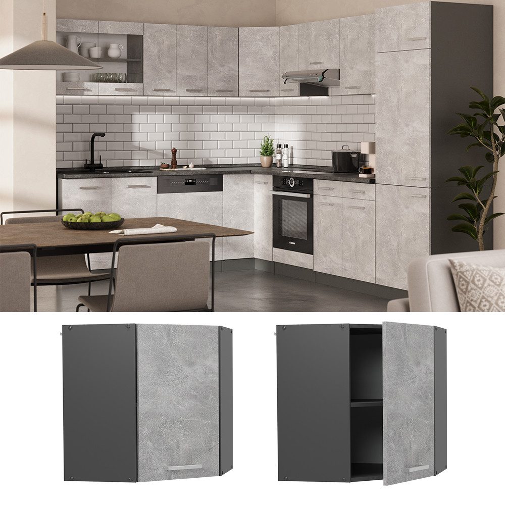 Vicco Eckhängeschrank R-Line, Beton/Anthrazit, 57 cm günstig online kaufen