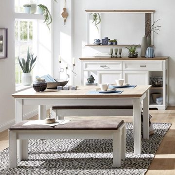 Lomadox Sideboard JÜLICH-36, Landhaus in Pinie weiß Absetzungen in Artisan Eiche Nb. 171/102/48 cm